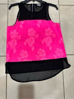 DKNY Hot Pink and Black Sleeveless Layered Camisole